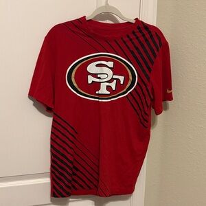 Nike Red San Francisco 49ers Graphic Tee with Black Stripe Accents